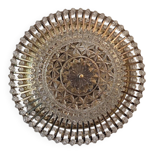Lustre en laiton et en verre par Ernst Palme Palwa, années 1970