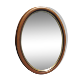 Ancien miroir ovale, tour bois  couleur noyer, liseré doré