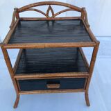 Table de chevet en rotin années 60