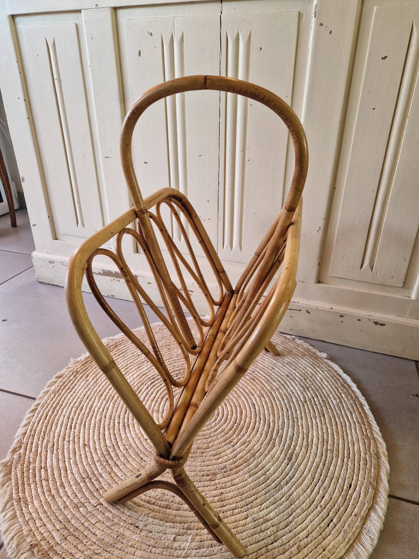 Vintage Rattan Magazine Rack
