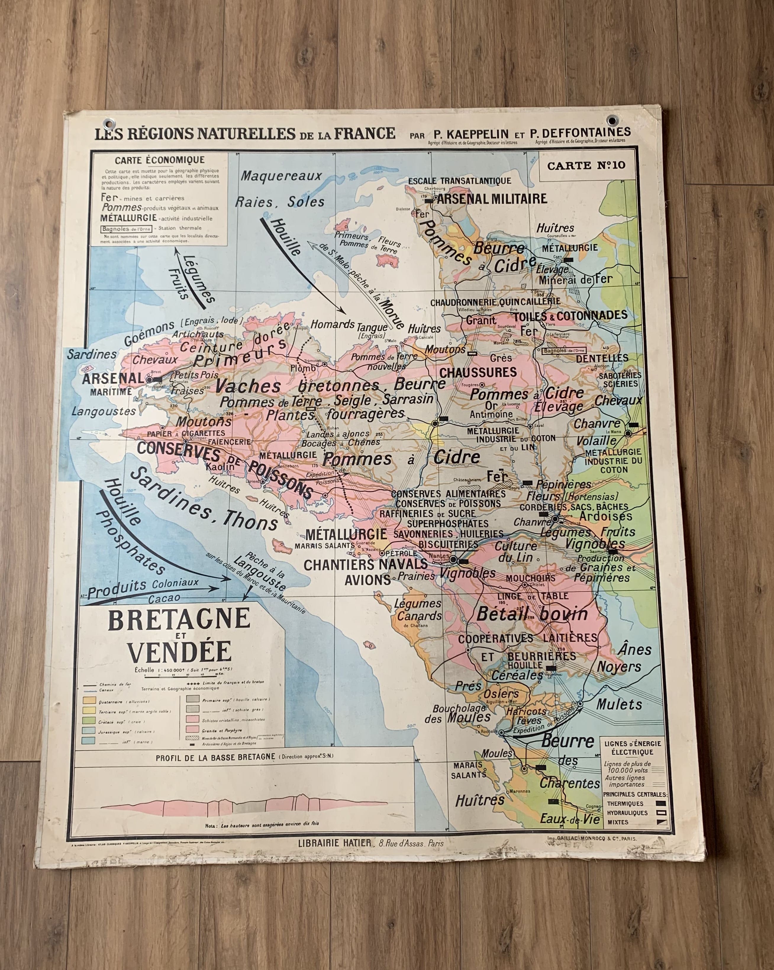 Map n°10 "Brittany and Vendée" by P. Kaeppelin and P. Deffontaines