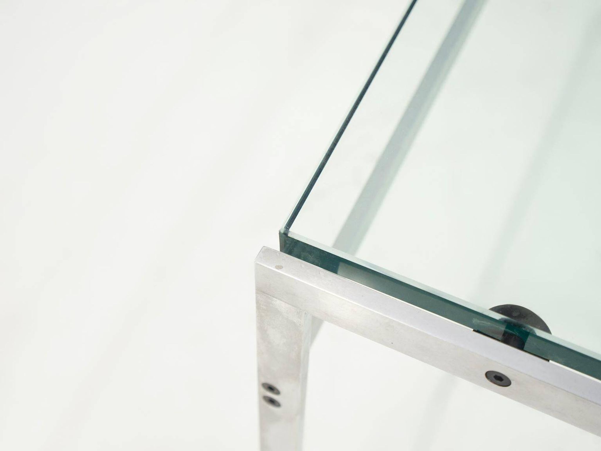 Table basse en acier et verre de Preben Fabricius et Jørgen Kastholm