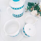 Lot 1 teapot 1 milk pot 2 cups vintage blue