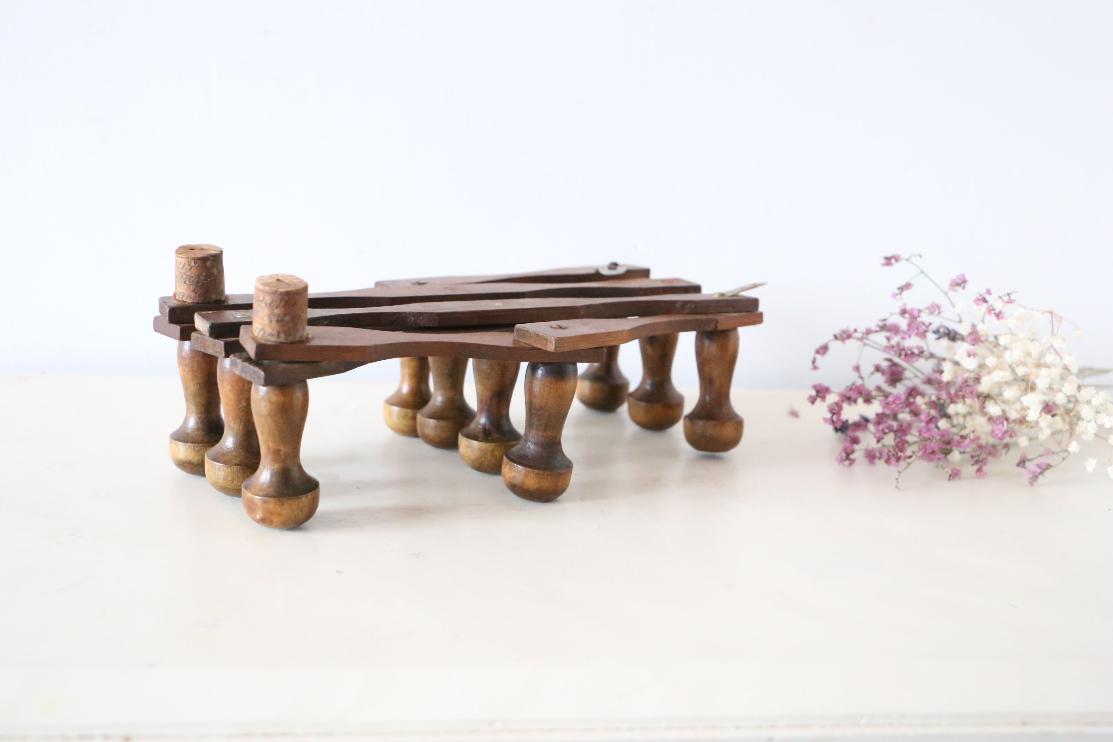 Vintage coat rack, wood, accordion