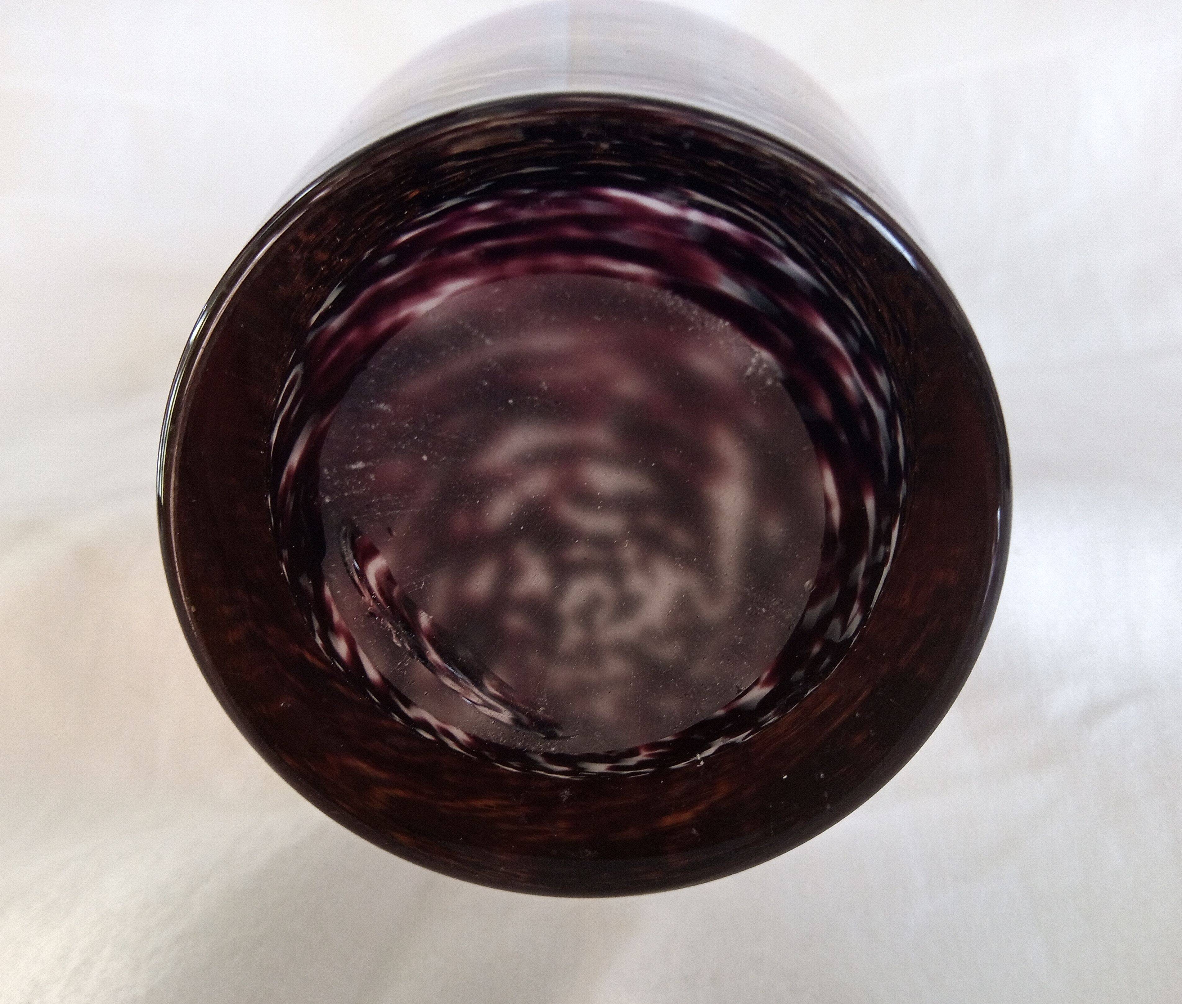 Murano glass bottle vase, brown and beige rain patterns, h - 41 cm.