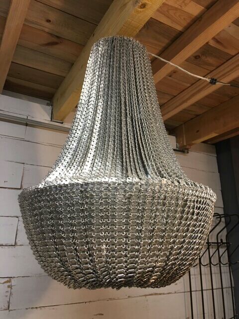 Lustre design cotte de maille 8 lampes