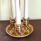 Empire style hot water bottle lamp - bronze and brass candle holder lamp