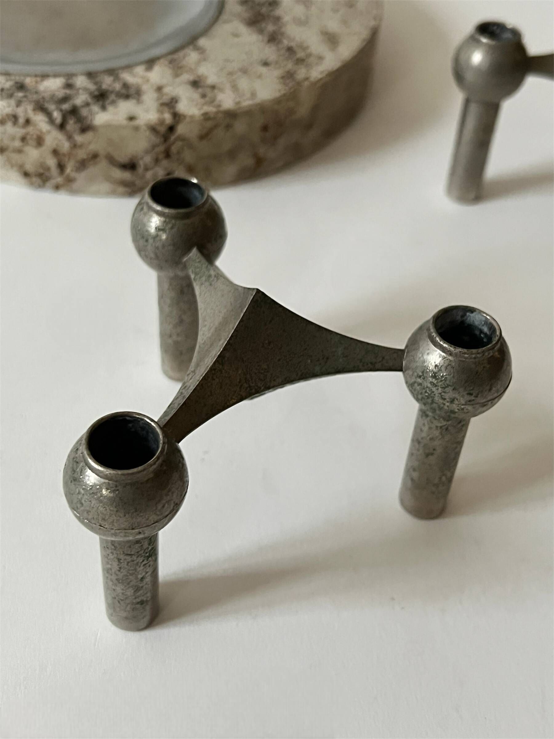 Stoff Nagel designer candle holder in genuine chrome-plated metal, Denmark 1970