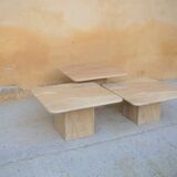 Series of 3 vintage marble coffee tables