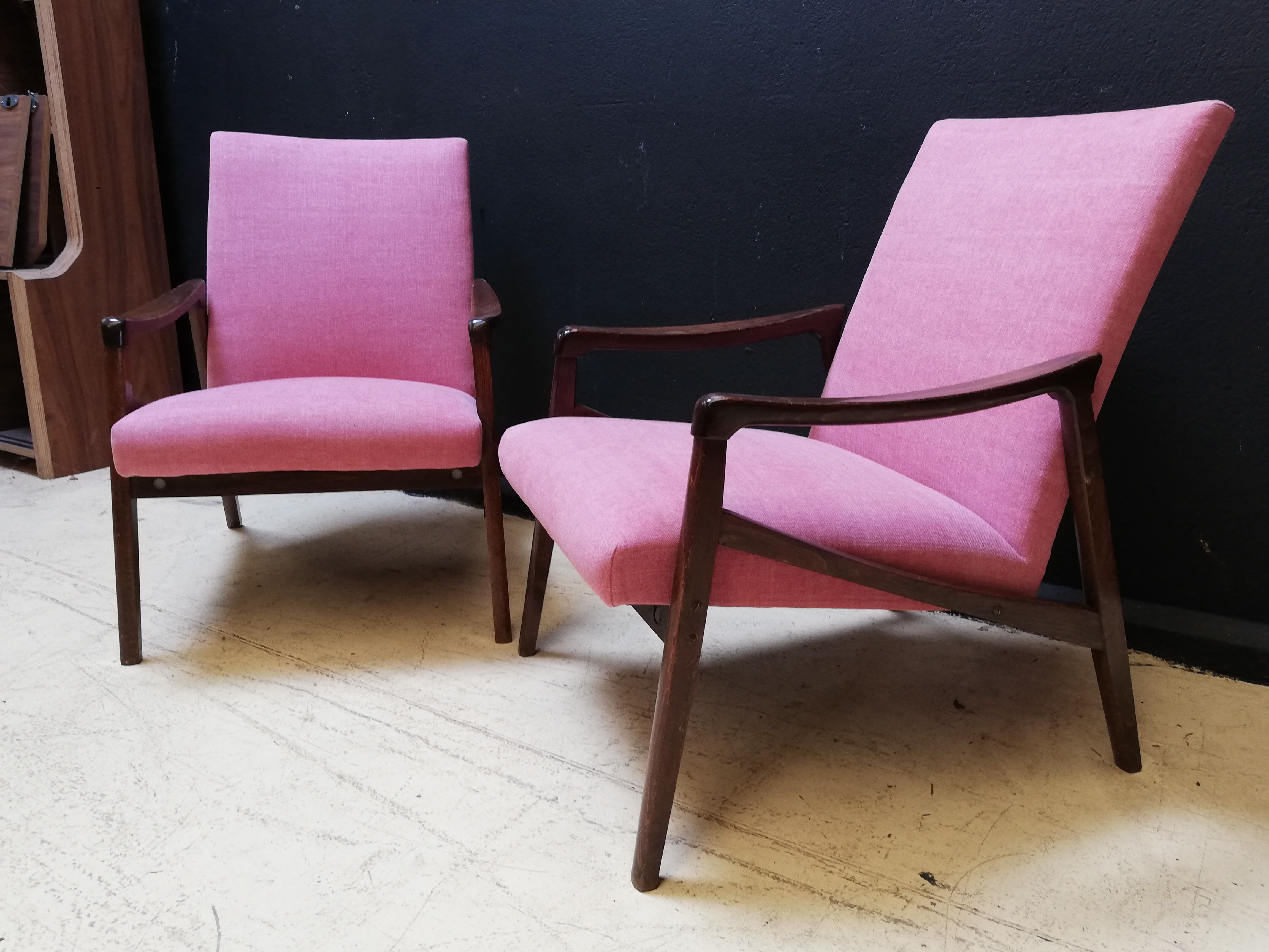Pair of armchairs pink, czech