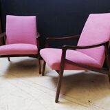 Pair of armchairs pink, czech