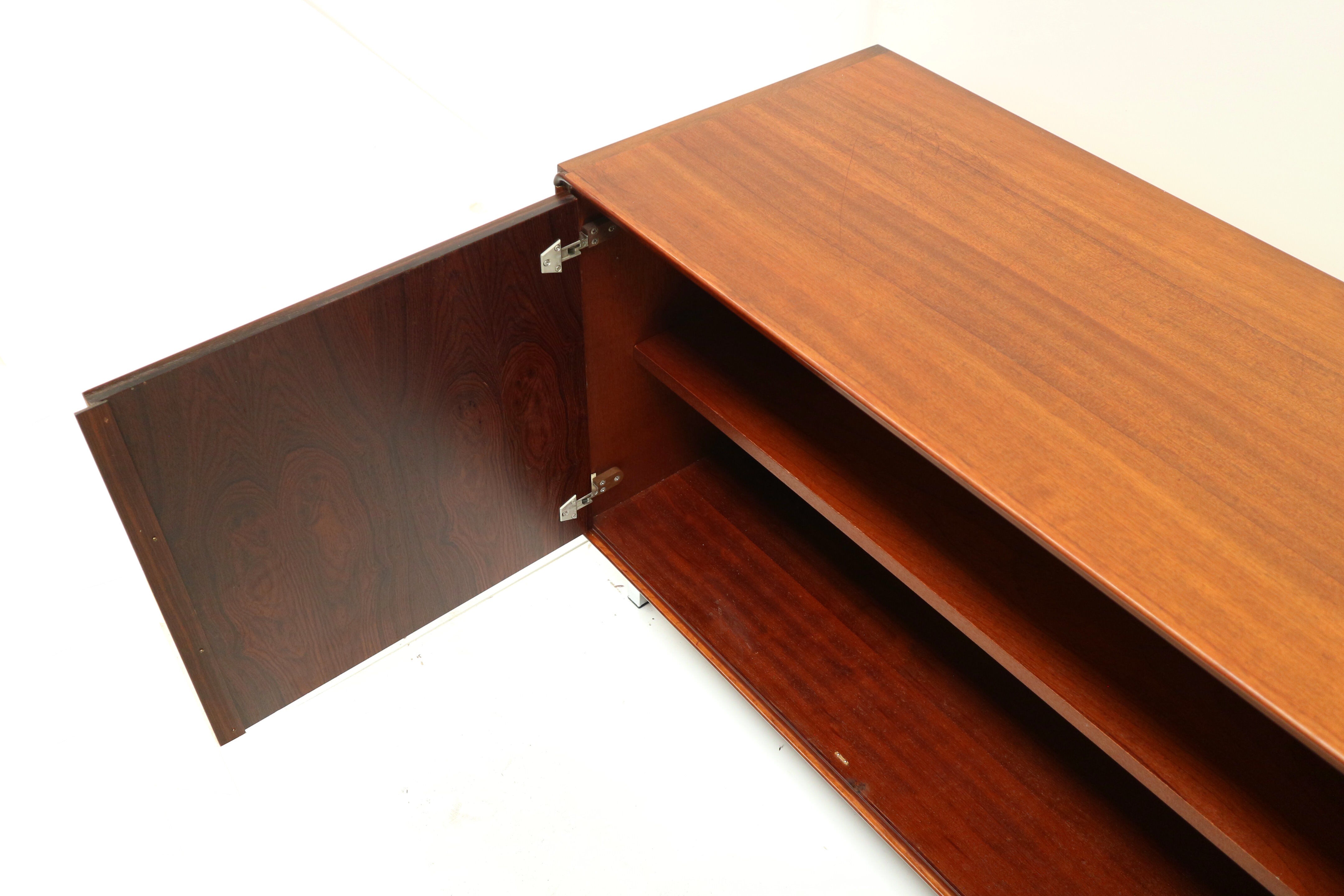 Vintage rosewood low sideboard with four doors from the 1960s