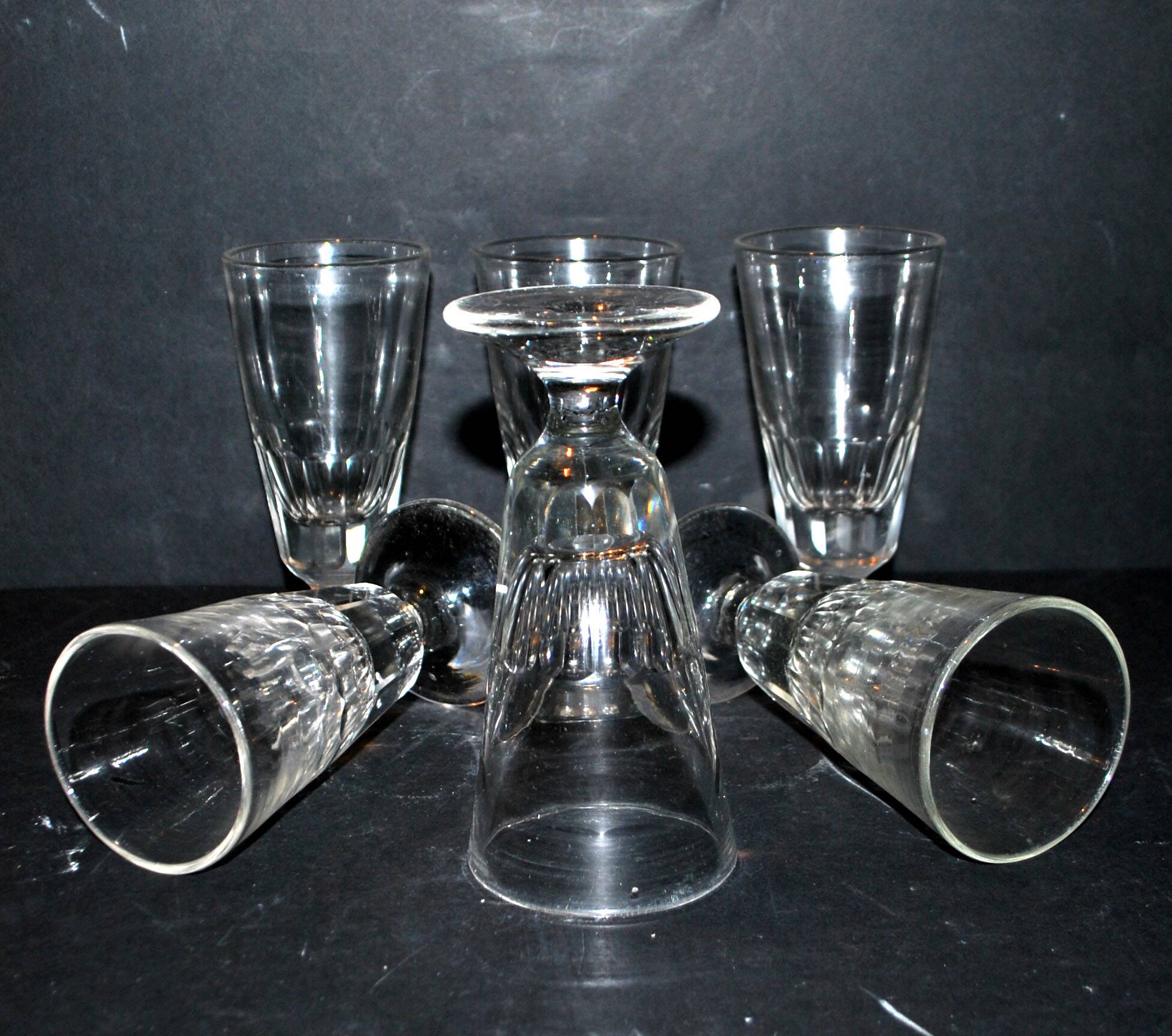 Series of 6 mazagran bistrot coffee glasses in thick glass 1900-1920