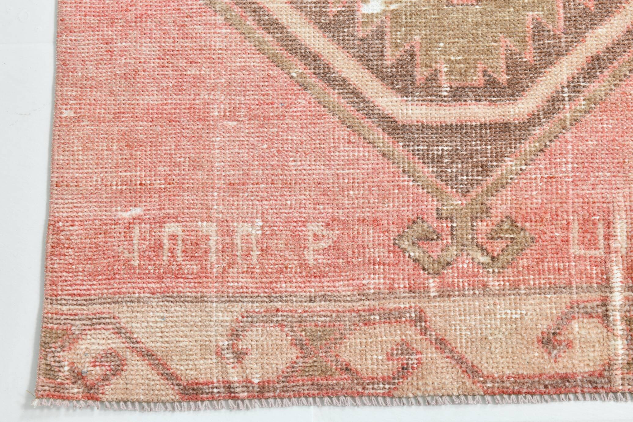 3x14 Runner Faded Pink Vinage Wool Runner Rug, 84x410