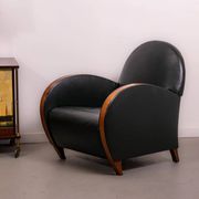 Pair of mid-century leather armchairs, circa 1970, made in Belgium.
