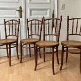 Suite of 4 viennese bistro chairs in bentwood 1900
