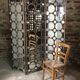Screen 3 panels of round mirrors frame metalized iron aged