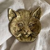 Ashtray, cat pocket emptier in gilded brass
