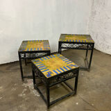 Nesting tables ceramic wrought iron