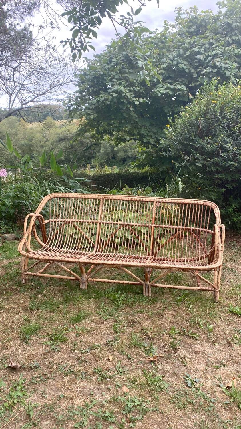 3-seater rattan bench from the 70s