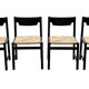 4 vintage dining room chairs with braided seat in wenge wood, 1970s