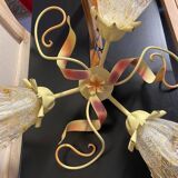 Antique wall light fixture ceiling lamp florentine bouquet floral design 1970