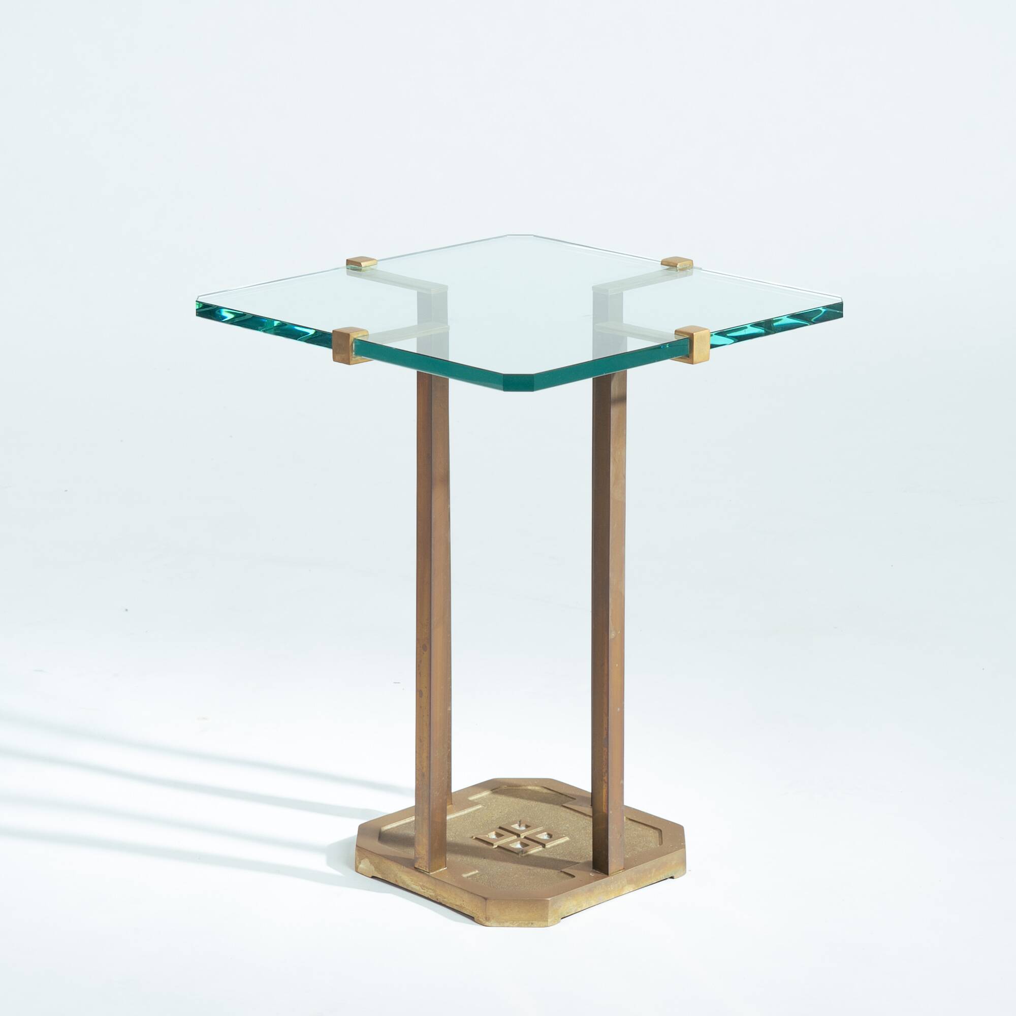 Peter Ghyczy t18 bronze cut glass sidetable, brutalist classic