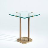 Peter Ghyczy t18 bronze cut glass sidetable, brutalist classic