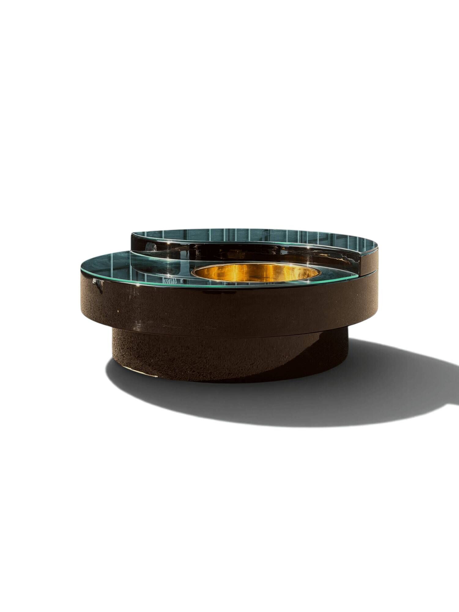 Rotating coffee table Yin Yang by Willy Rizzo, brass, 1970s