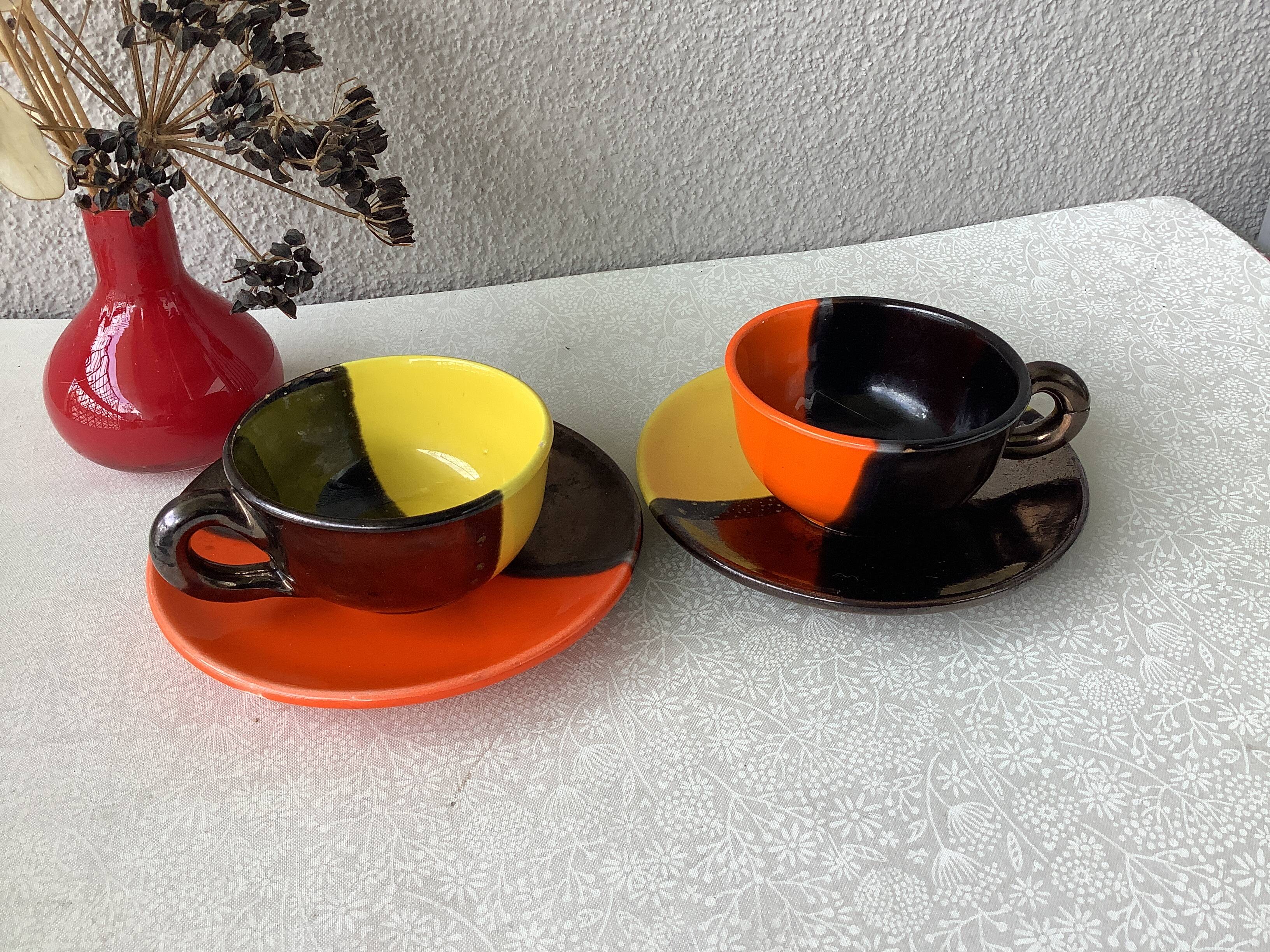 Set of 2 two-tone Vallauris Gaby Ceram cups