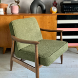 Original vintage polish chair GFM-87 designed by Juliusz Kędziorek in curled fabric