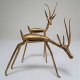 Four vintage brass antelope gazelles