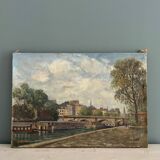 The Pont Neuf Paris, oil on canvas signed and dated