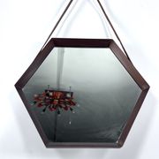 Italian Mid-Century Hexagonal wood wall mirror