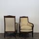 Pair of Restoration period armchairs with cabriole legs.