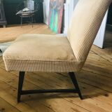 50 year round armchair golden velvet big ribs, wooden feet