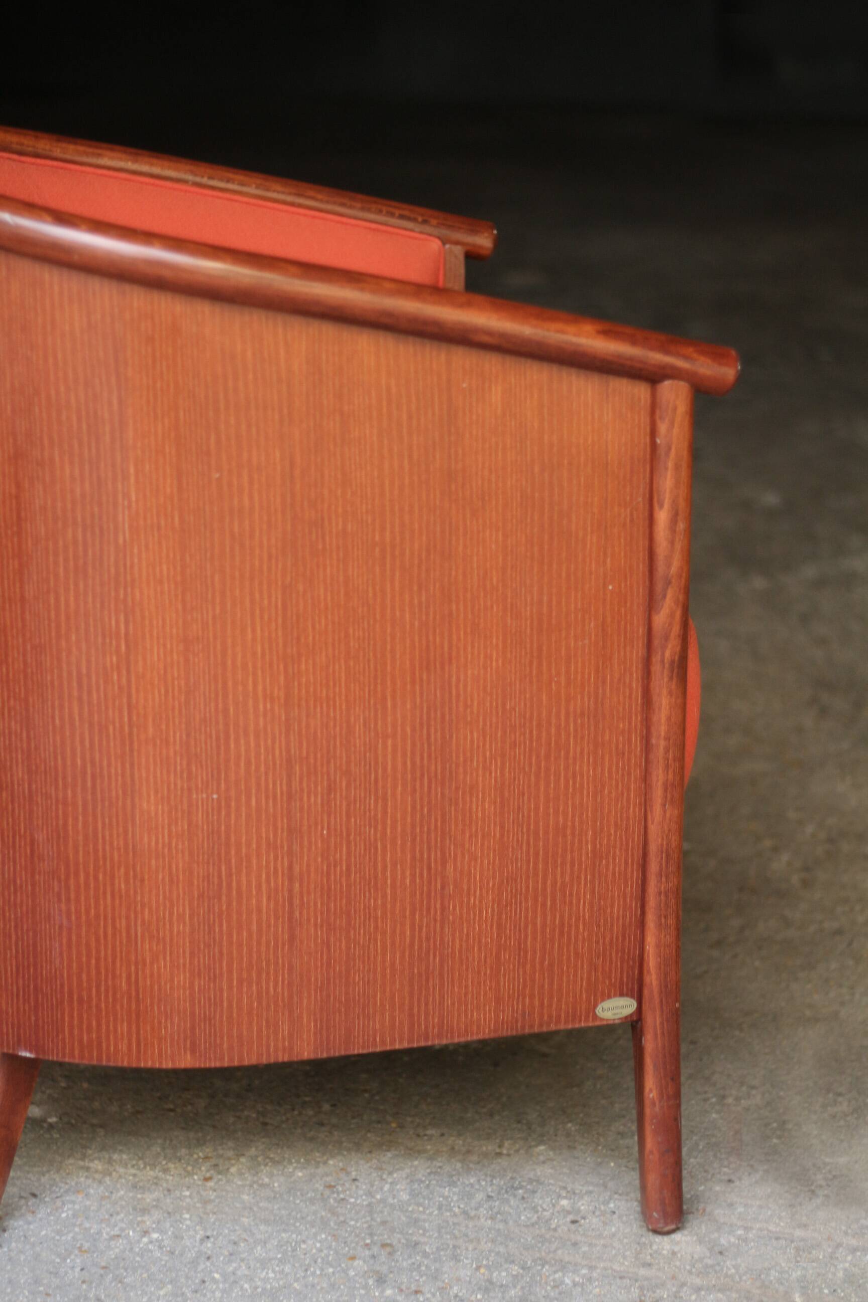 Magnificent pair of baumann armchairs, art deco style (1960s).