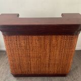 Vintage wooden and rattan counter bar