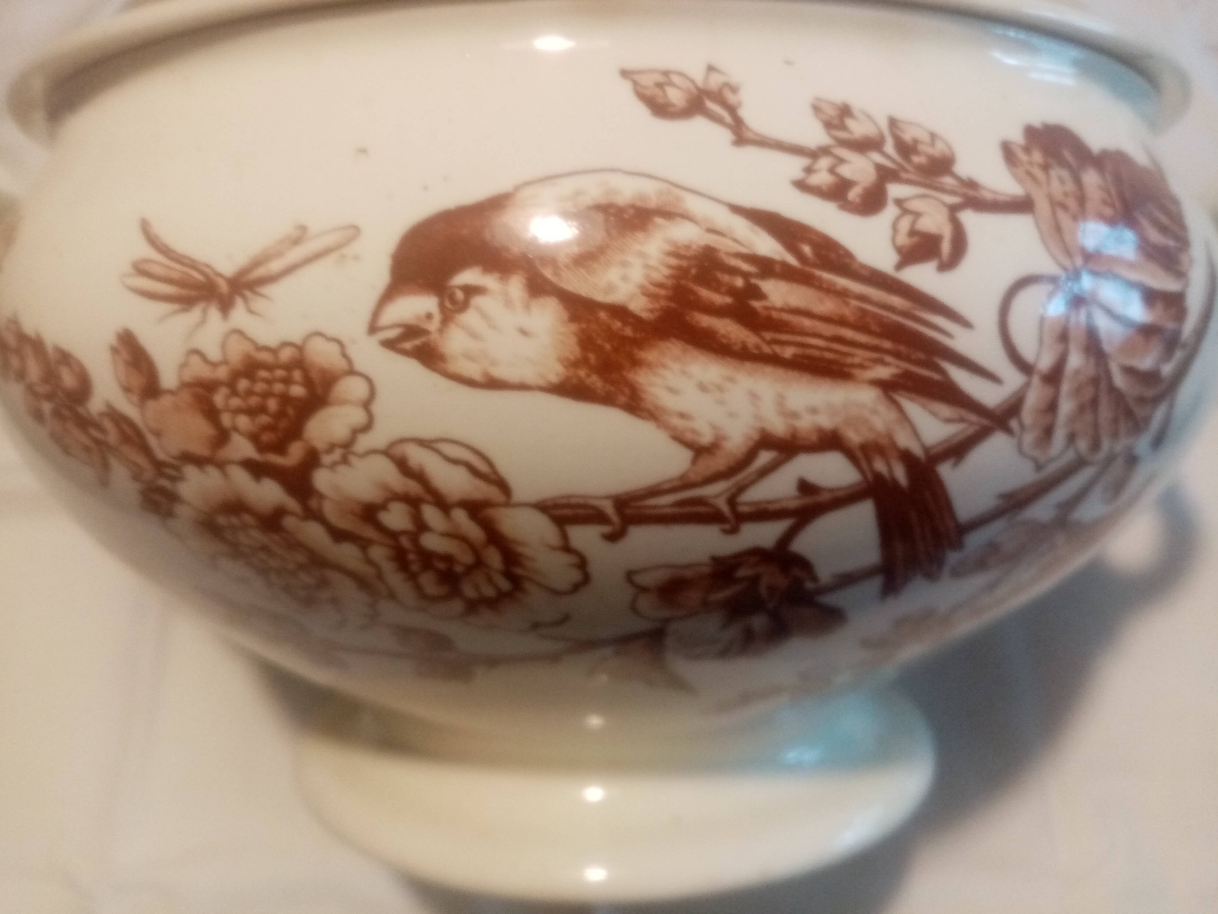 Superb and rare soup tureen, flowers model, clairefontaine faience