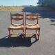 Pair of Brutalist Guillerme and Chambron Chairs in Solid Oak with Wove