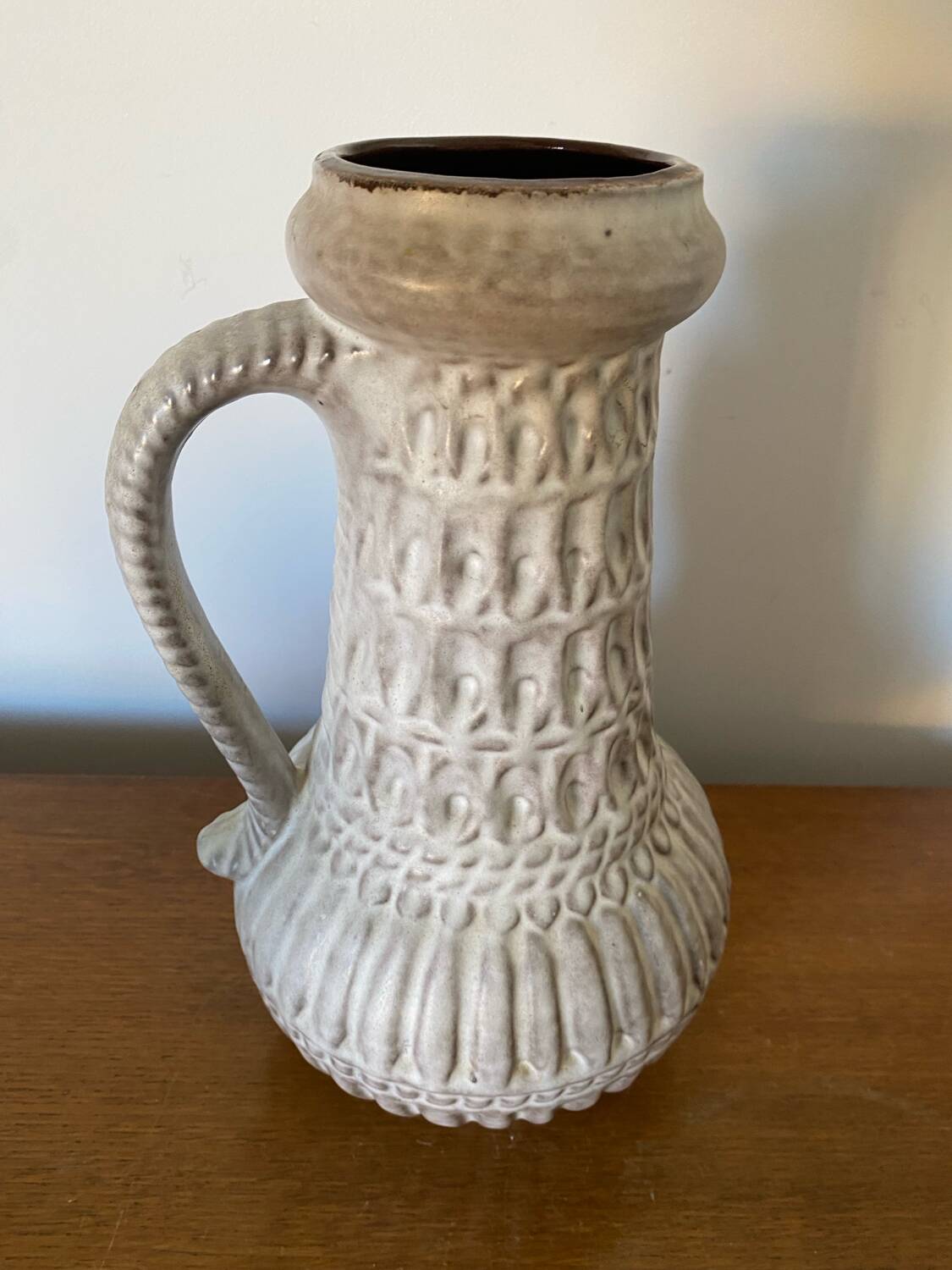 Antique Pitcher Vase With Handle Grey Ceramic West Germany Vintage Decoration #