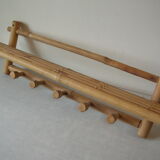 Wall coat rack 5 hooks bamboo shelf 65 cm deco entrance hall