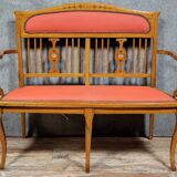 Art Nouveau period bench in light wood and marquetry circa 1900