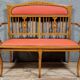Banquette époque Art Nouveau en bois clair et marquéterie vers 1900