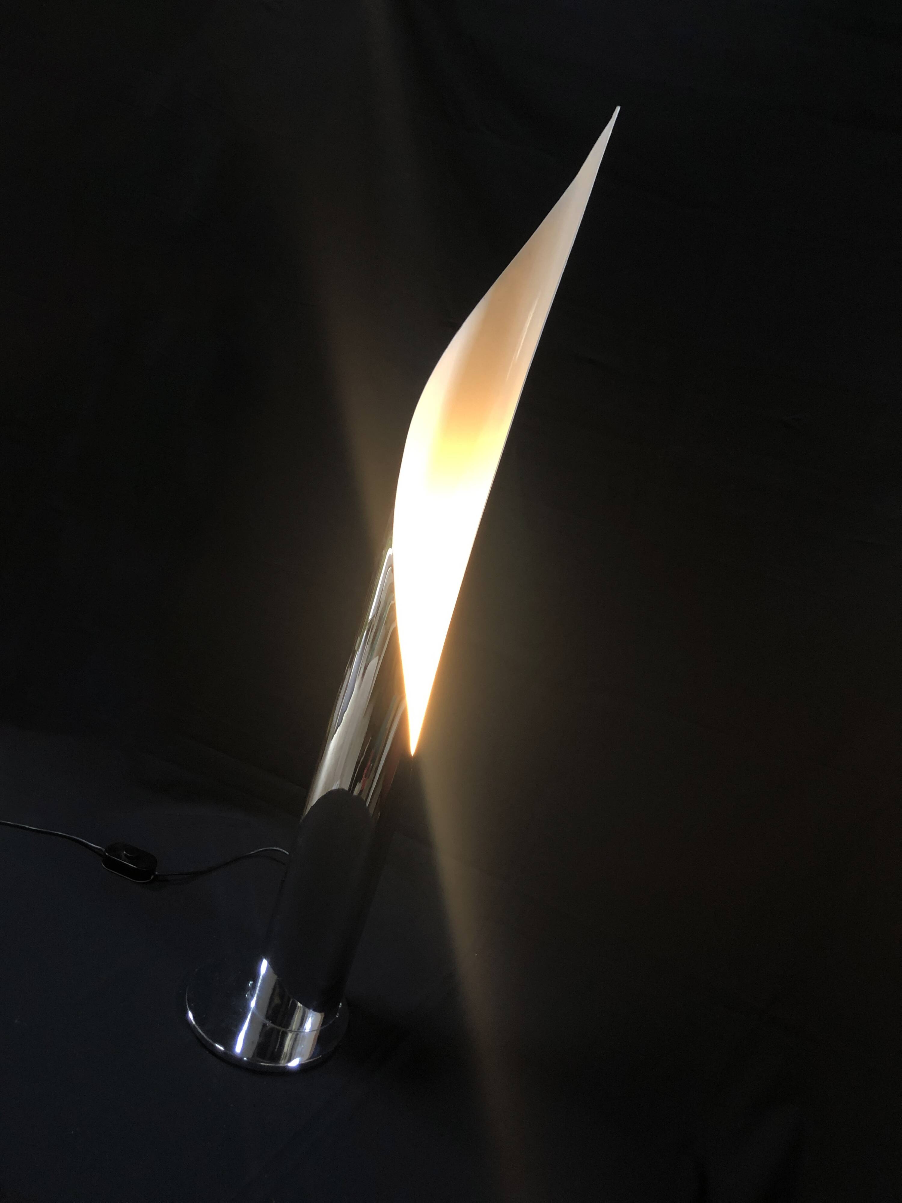 Vintage Floor Lamp • Flame • Stainless Steel • Space Age • 1970