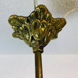 Lustre géant en verre d'art bleu avec couronne en bronze