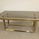 Dining table in chrome-plated steel and brass by Romeo Rega circa 1970