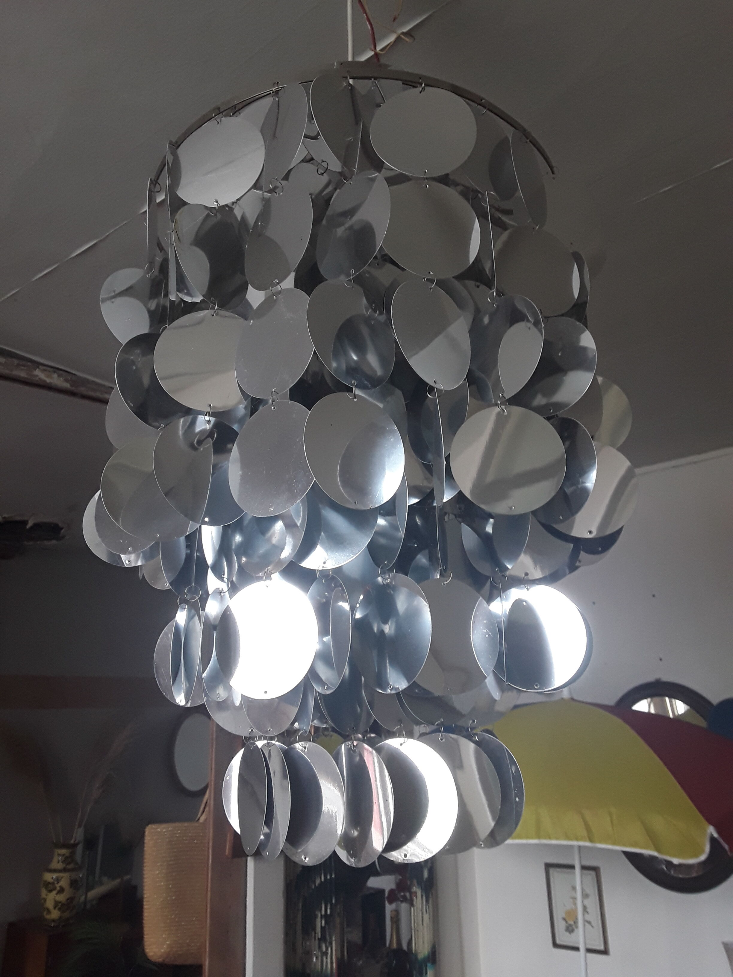 Vintage silver lozenge pendant light