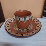 Set of etnic ceramic cups and plates