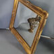 Italian mirror, key frame, vintage 50, engraved wood - gilded 39x32 cm SB